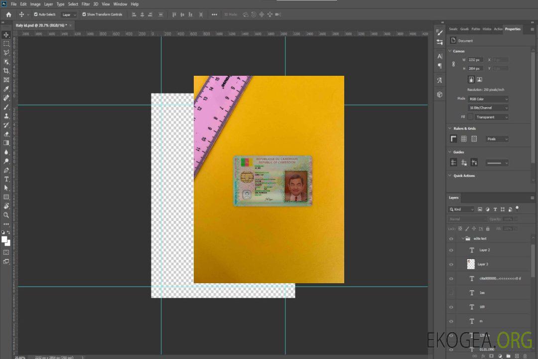 Cameroun ID photolook AVANT template Cameroun ID photolook AVANT template